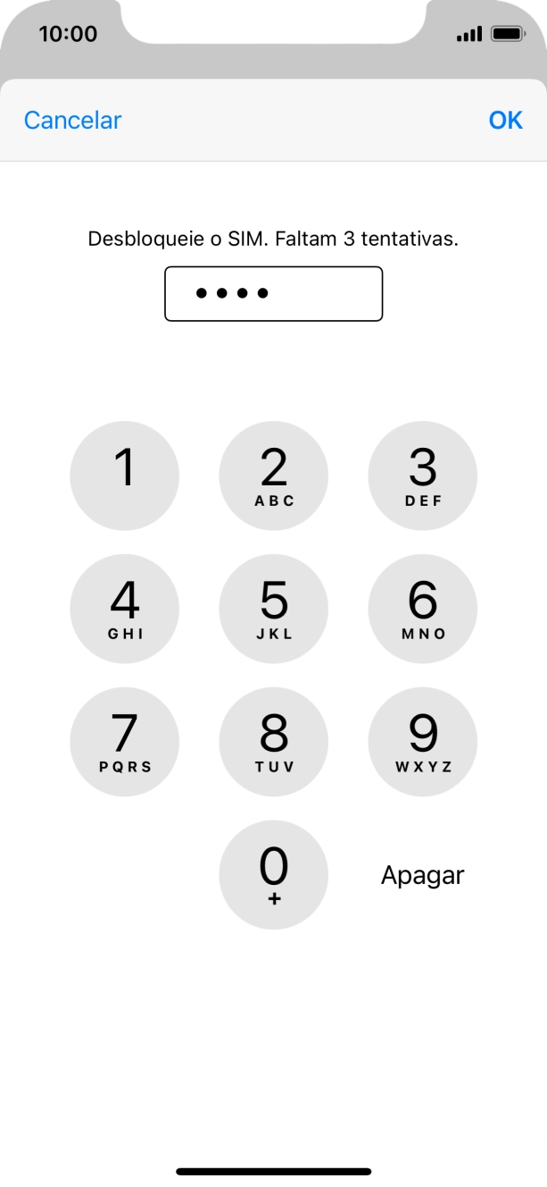Introduza o seu código PIN e prima OK.