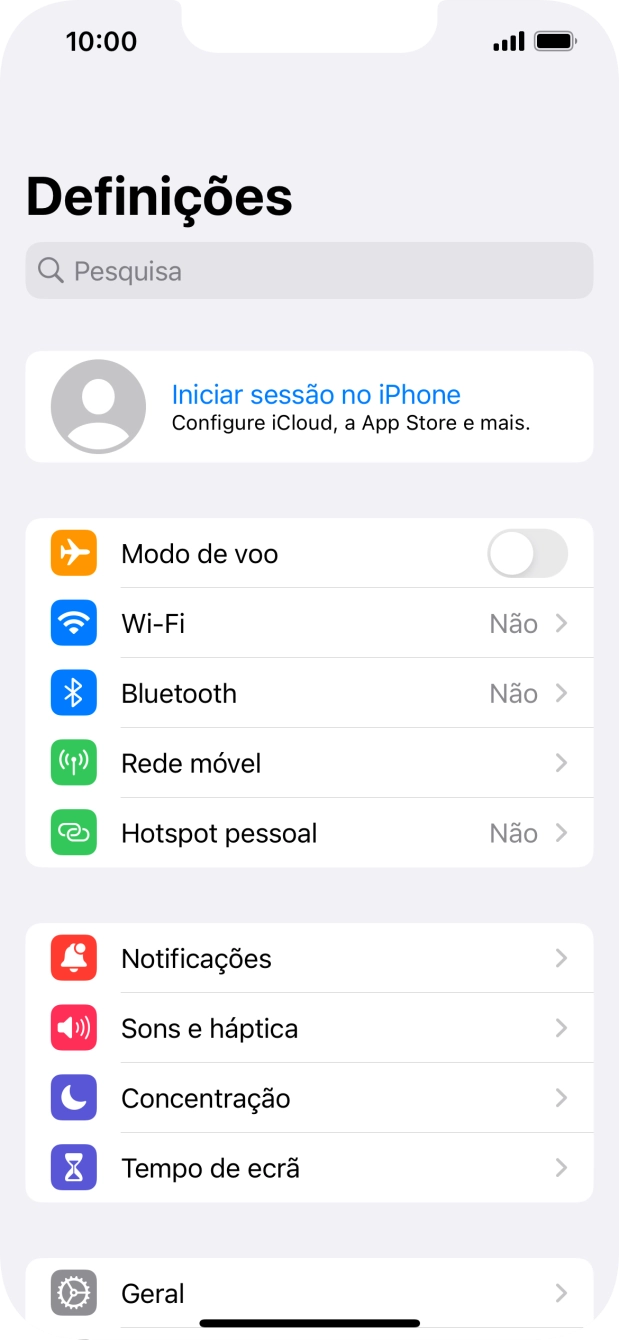Prima Iniciar sessão no iPhone.