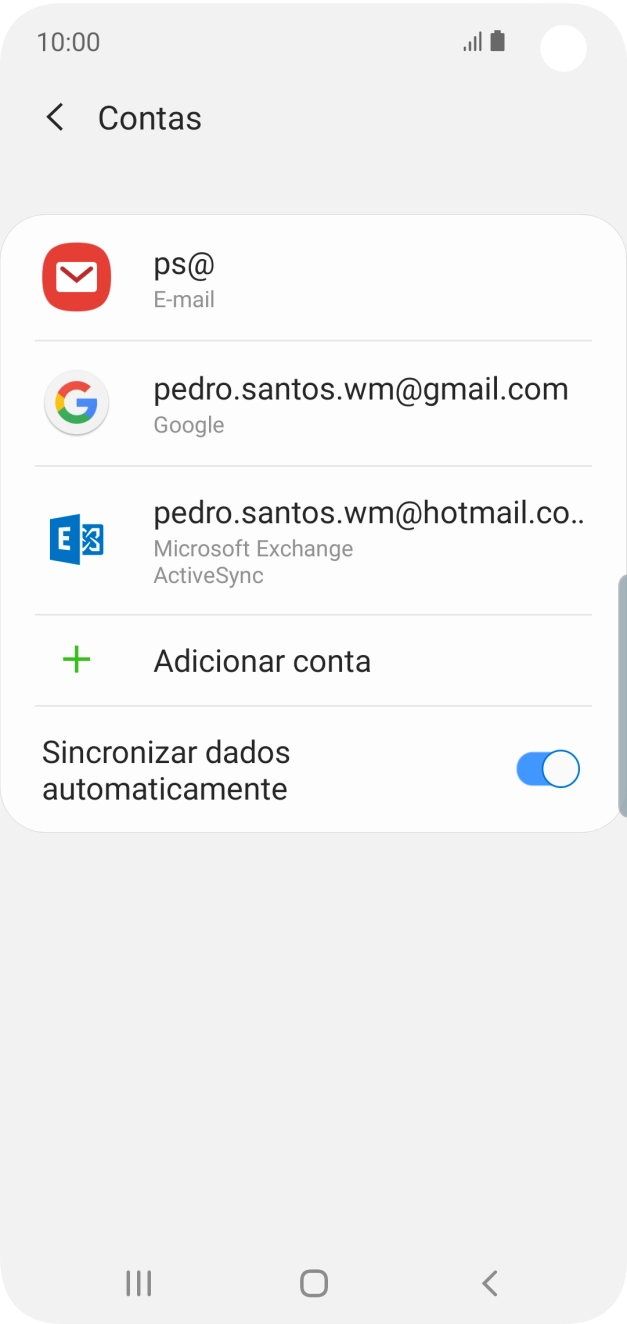 Se o ecrã mostrar esta imagem, a sua conta foi identificada e configurada automaticamente. Siga as indicações no ecrã para introduzir informações adicionais e concluir a configuração.