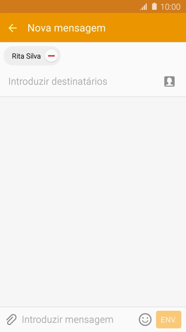 Prima o campo de escrita e escreva o texto da sua mensagem multimédia.