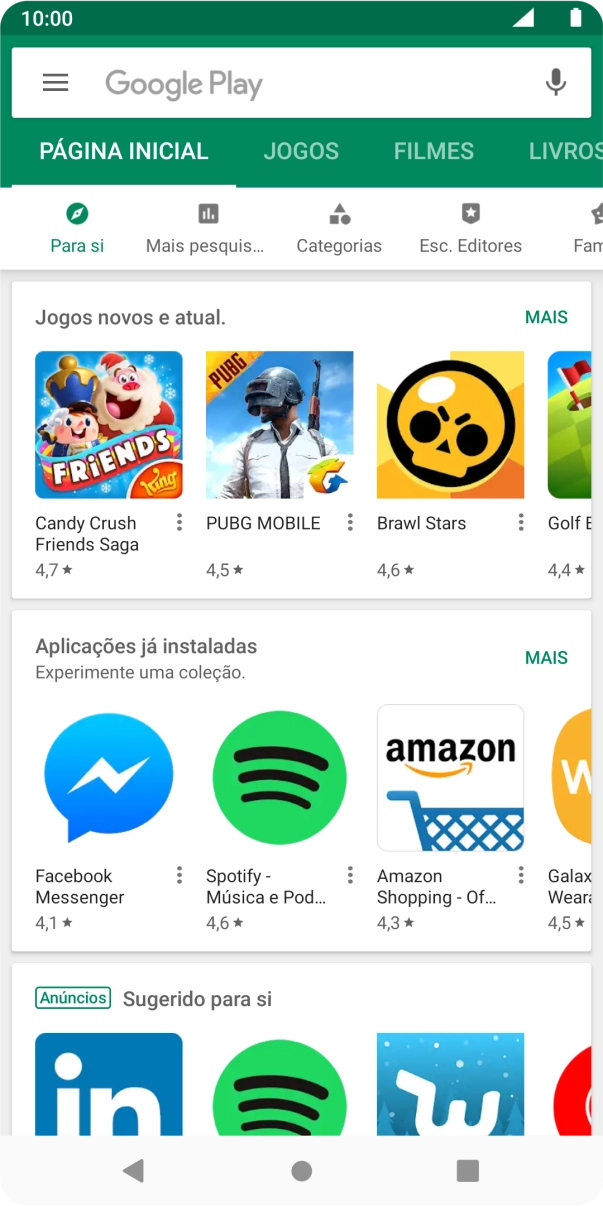 Deslize o dedo sobre o ecrã da esquerda para a direita.