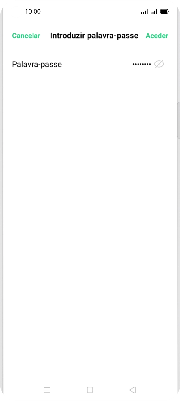 Introduza a password da rede Wi-Fi e prima Aceder.