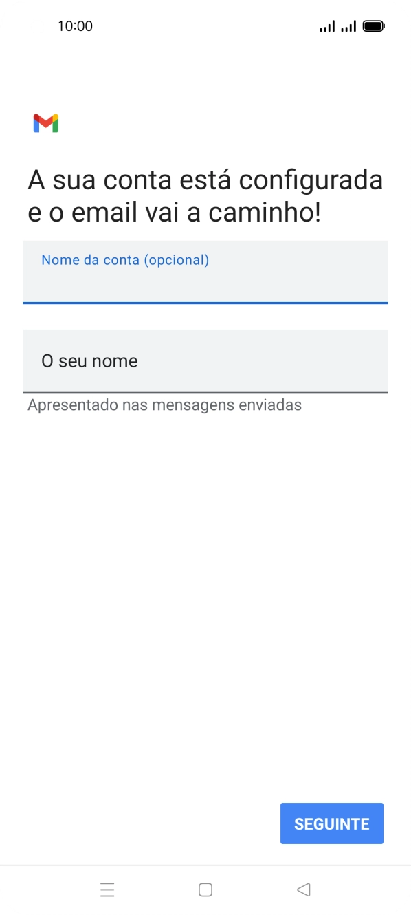 Prima O seu nome e introduza o nome do remetente pretendido.