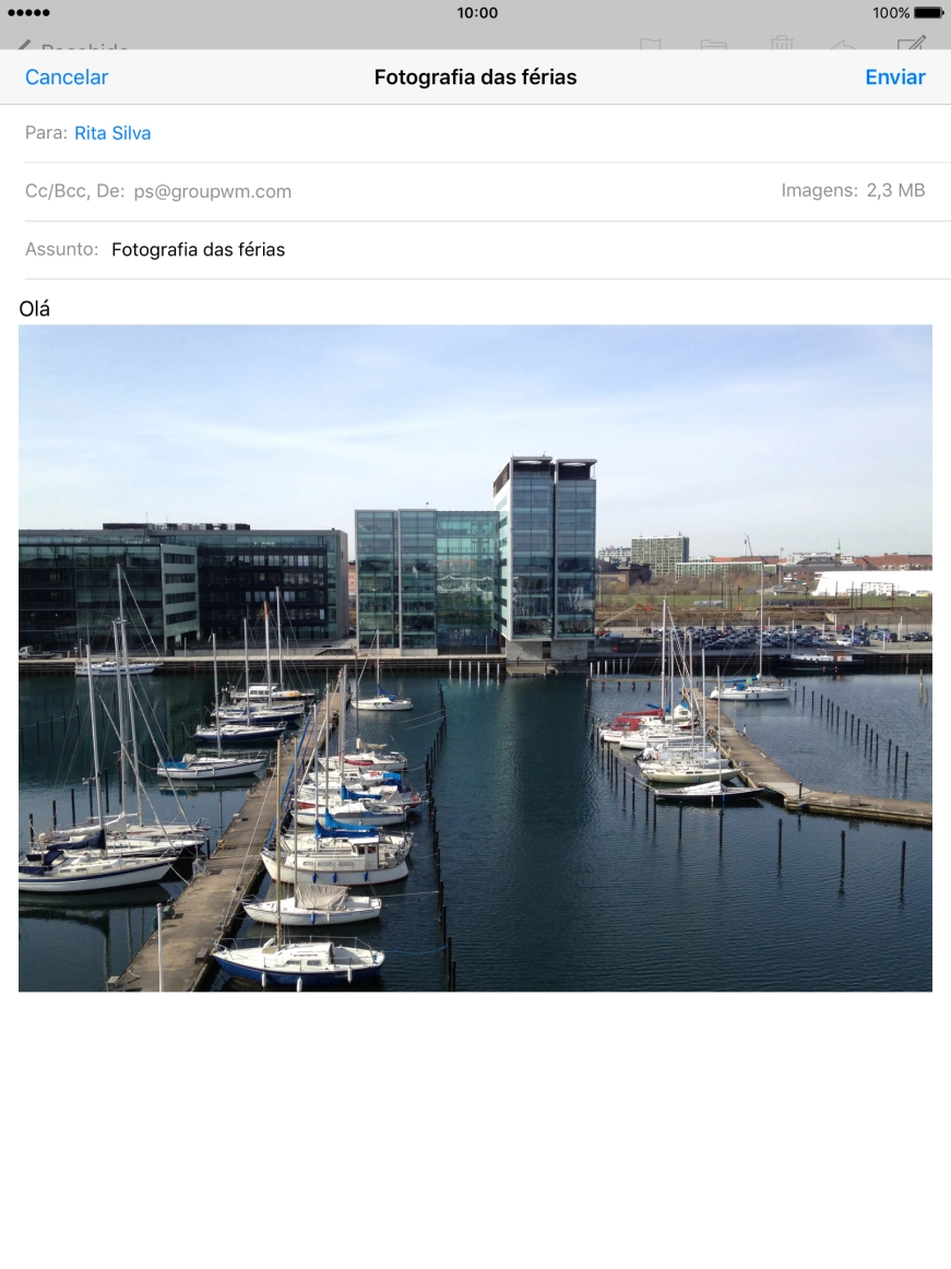 Prima Enviar quando terminar de escrever o seu e-mail.