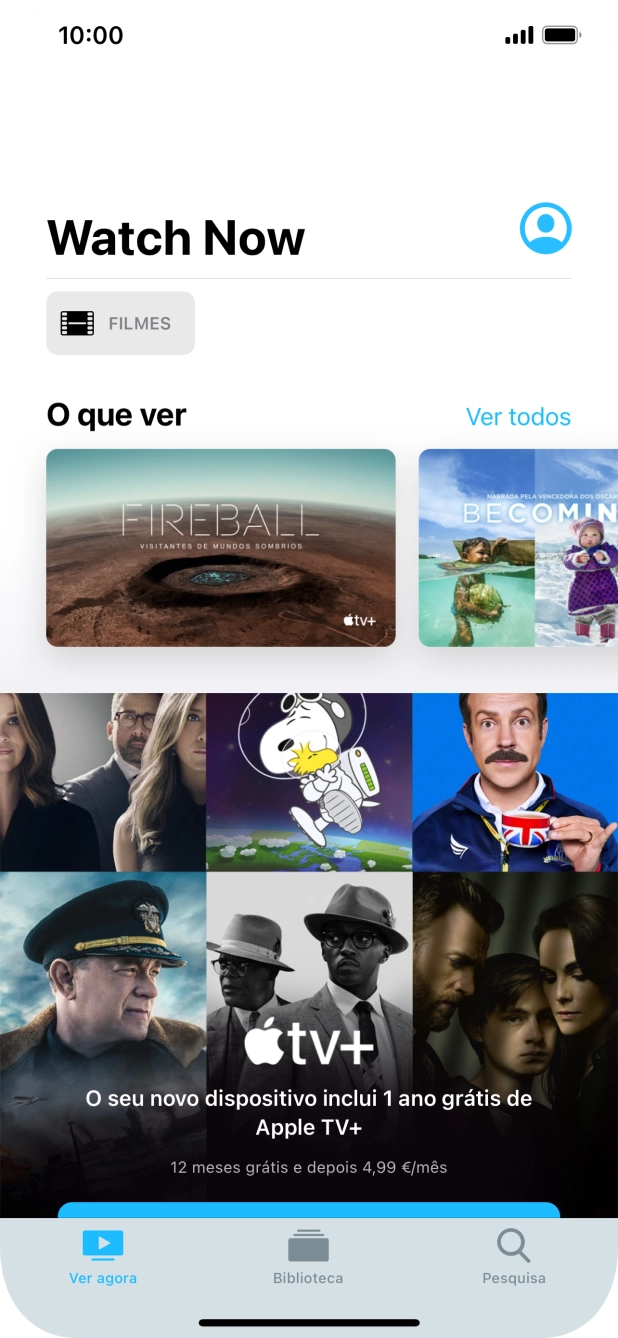 Para voltar ao ecrã inicial, deslize o dedo de baixo para cima a partir da base do ecrã.