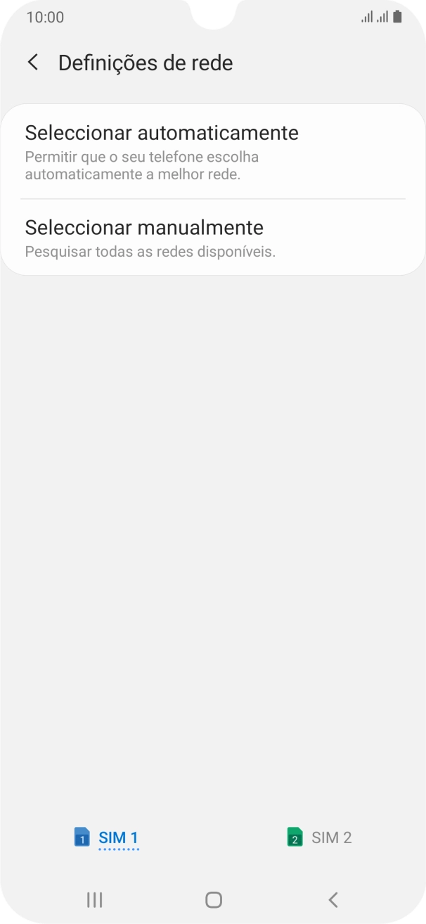 Prima o cartão SIM pretendido.