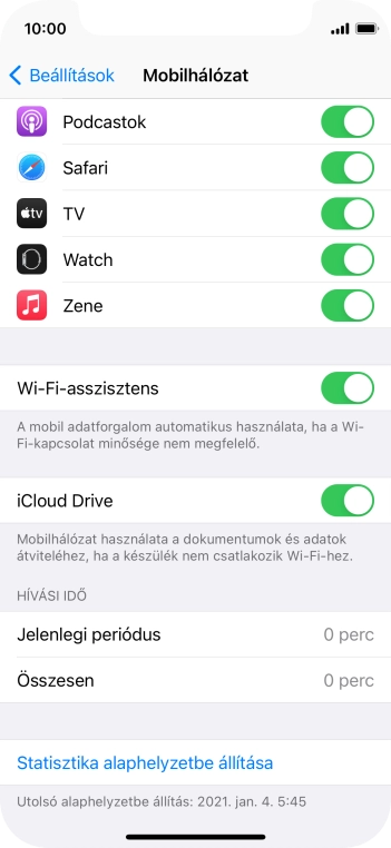 Kattints a kívánt programok melletti csúszkákra a funkciók be- vagy kikapcsolásához.