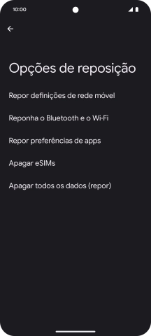 Prima Apagar todos os dados (repor).