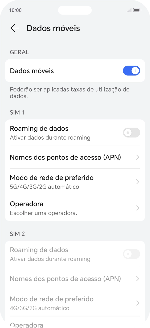 Prima Nomes dos pontos de acesso (APN).