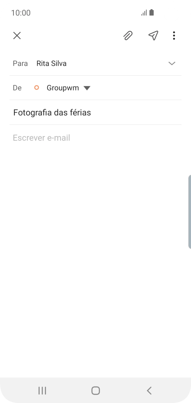 Prima o campo de escrita e escreva o texto do e-mail.