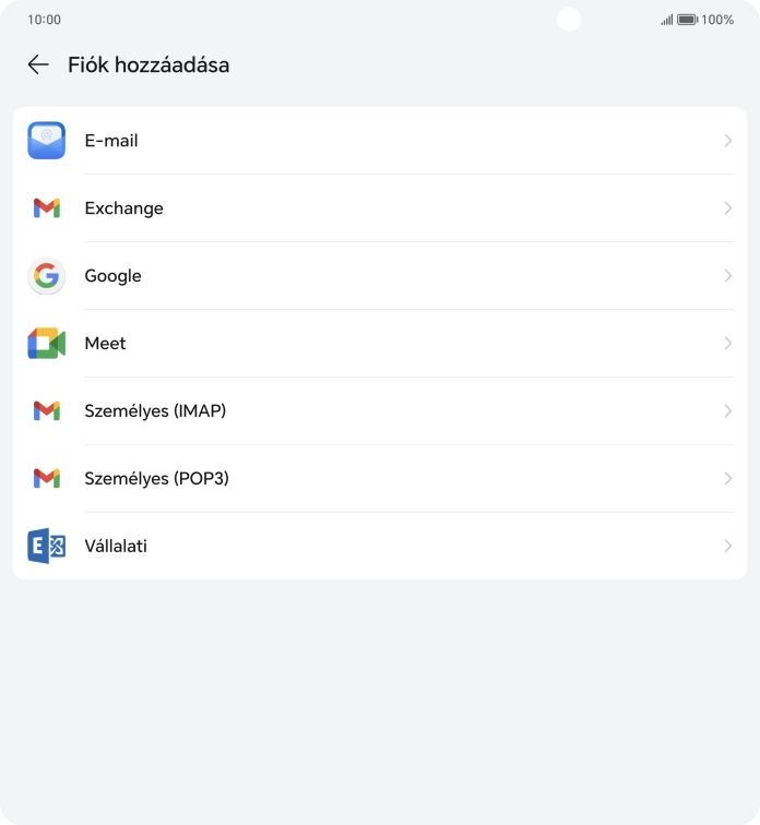 Válaszd a Személyes (IMAP) lehetőséget.