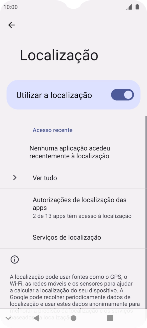 Prima Autorizações de localização das apps.