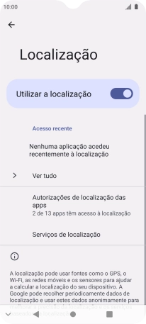 Prima Autorizações de localização das apps.