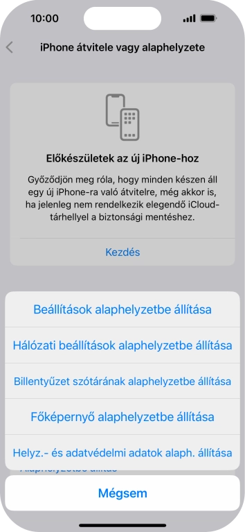 Válaszd a Beállítások alaphelyzetbe állítása lehetőséget.