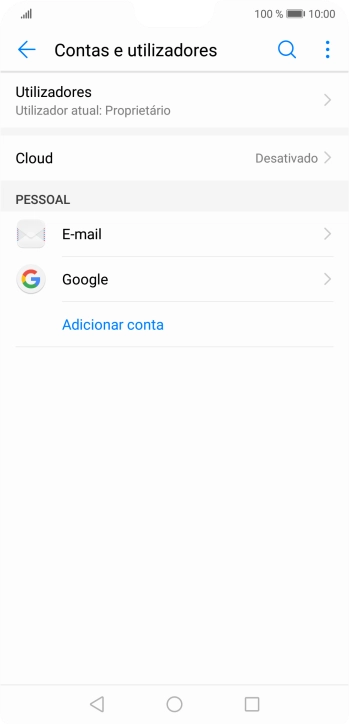 Prima a conta de e-mail pretendida.