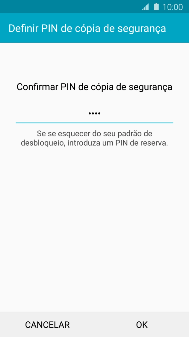 Introduza o código PIN novamente e prima OK.