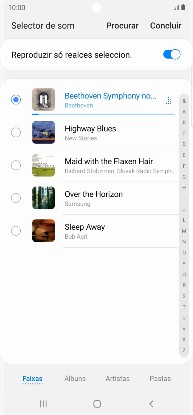 Quando tiver encontrado o tom de toque que pretende, prima Concluir.