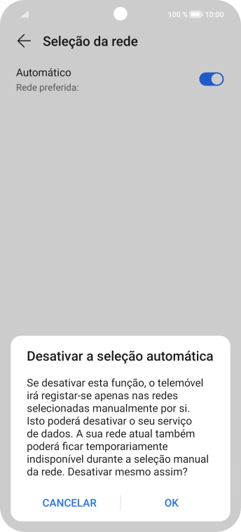 Prima OK e aguarde enquanto o telefone procura as redes.