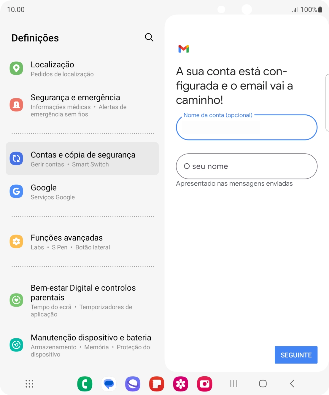Prima O seu nome e introduza o nome do remetente pretendido.