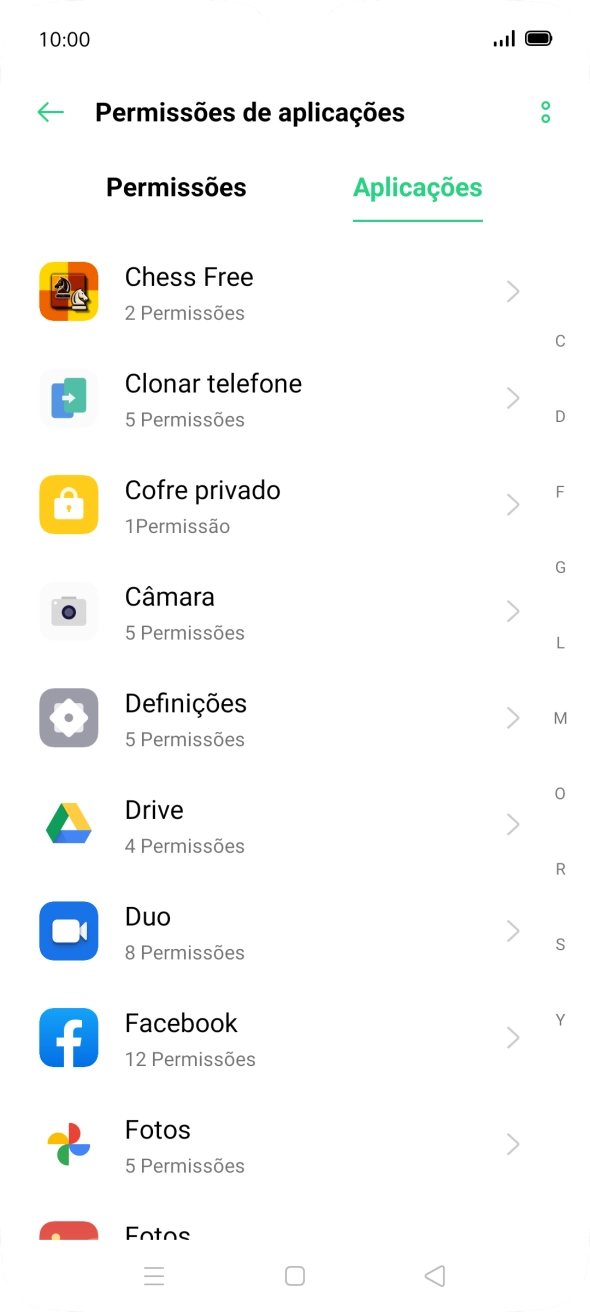 Prima a app pretendida.