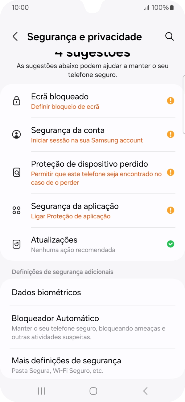 Prima Mais definições de segurança.