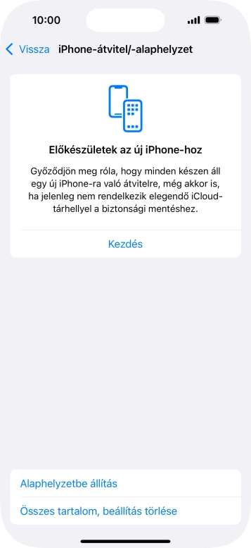 Válaszd az Alaphelyzetbe állítás lehetőséget.