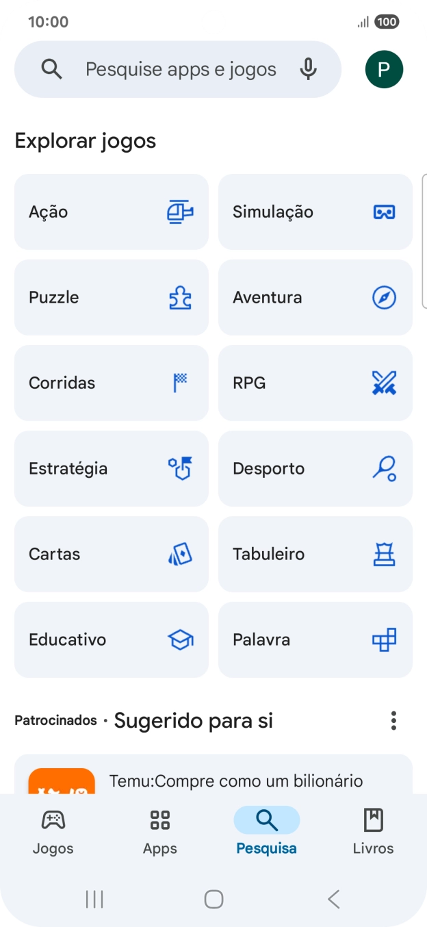 Prima a caixa de pesquisa.