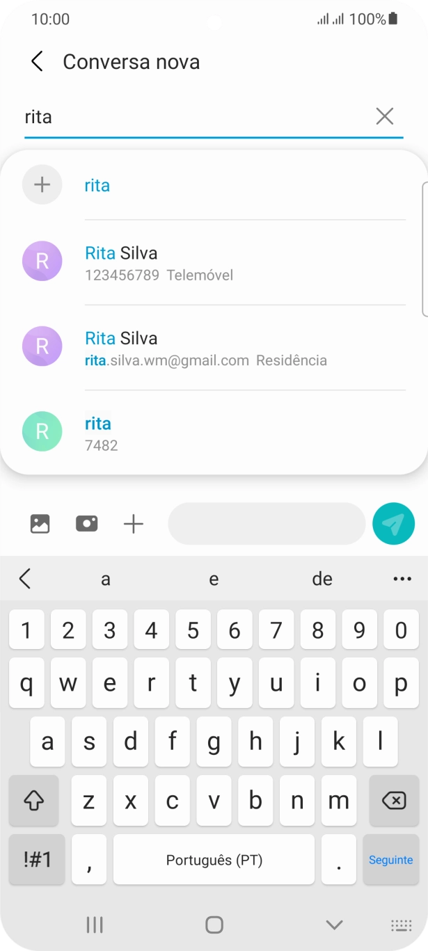 Prima o contacto pretendido.