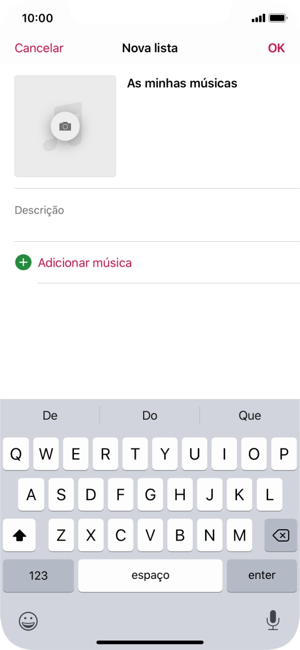 Prima Adicionar música.