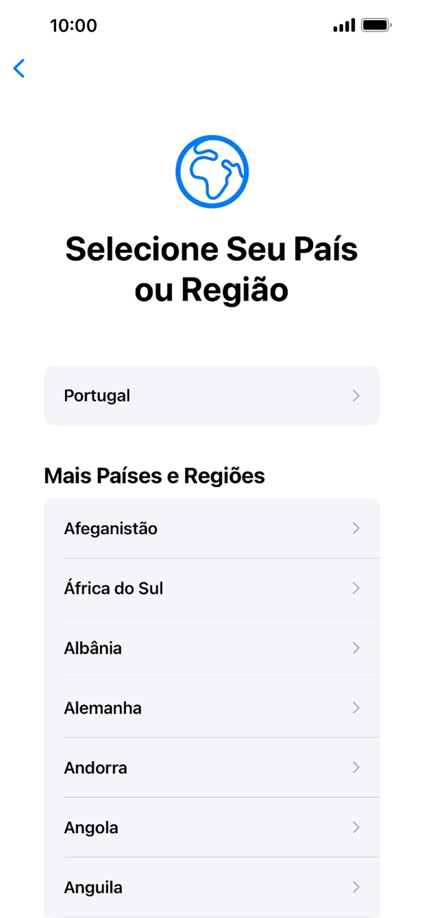 Prima a área ou país pretendido.