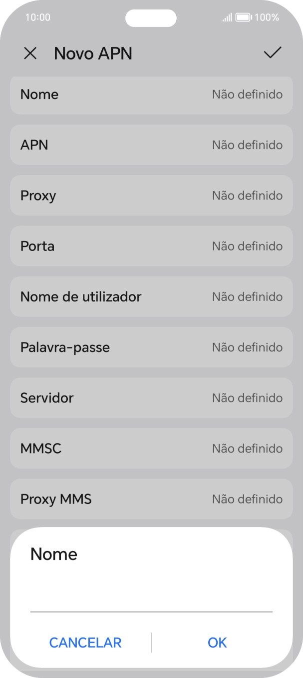 Introduza Vodafone Internet e prima OK.