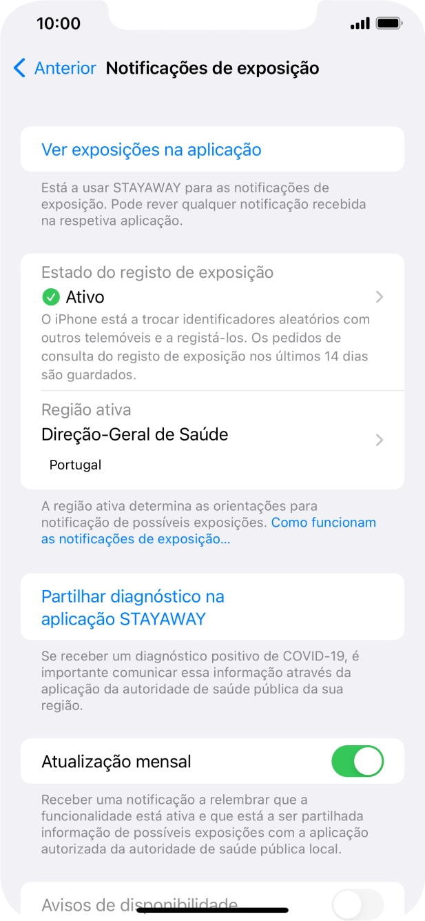 Prima Estado do registo de exposição.