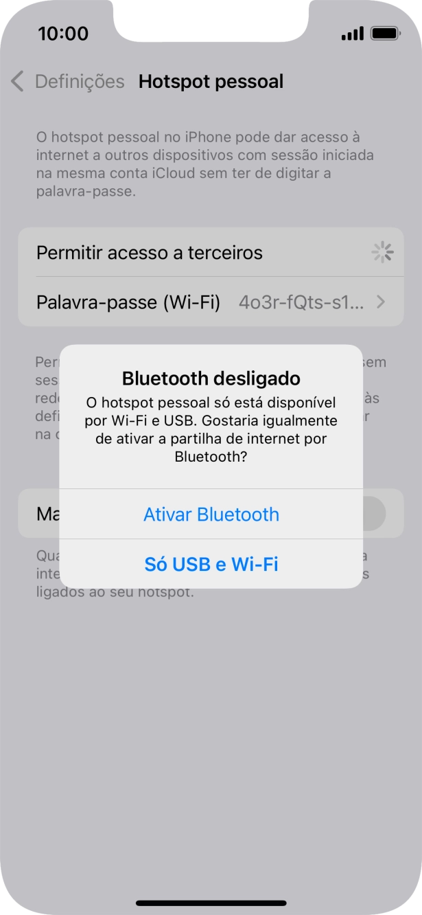 Se o Wi-Fi estiver ativado, prima Só USB e Wi-Fi .