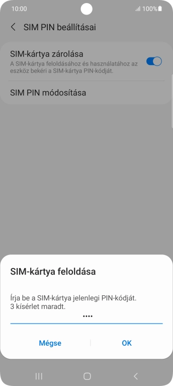 Írd be a PIN-kódot, és válaszd az OK lehetőséget.