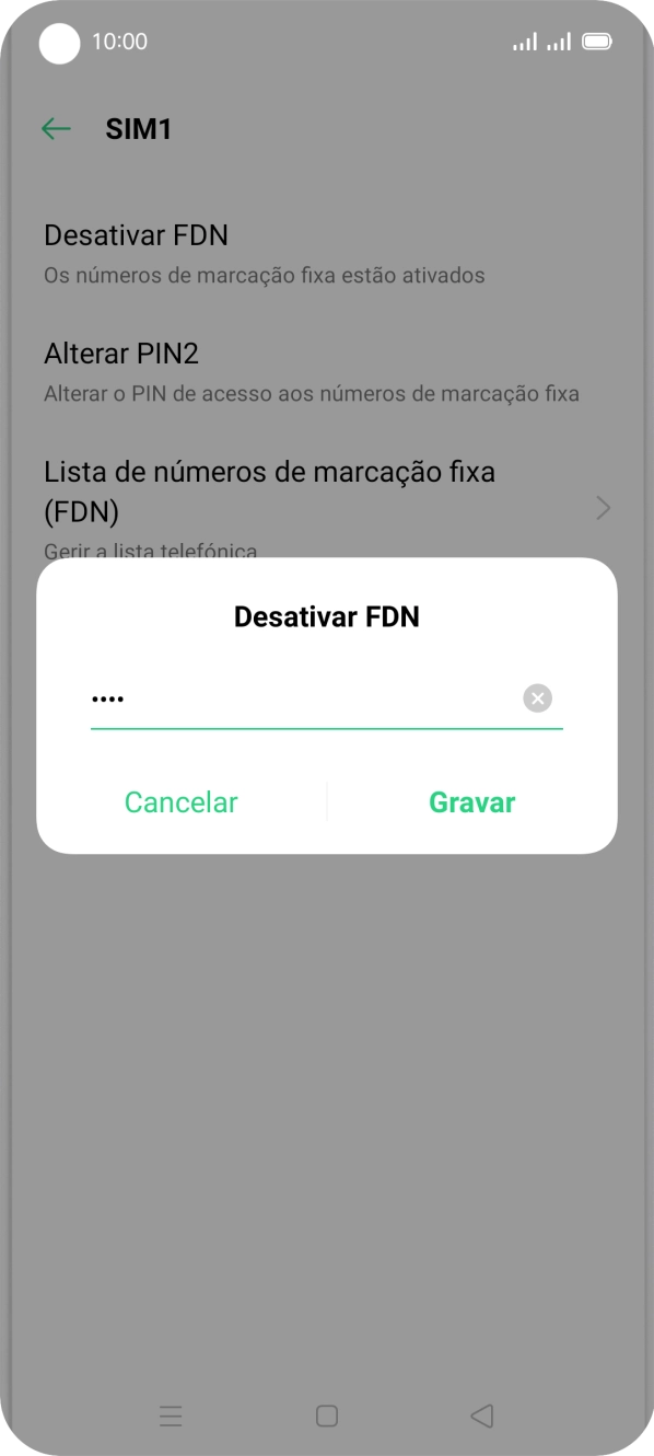 Introduza o código PIN2 e prima Gravar.
