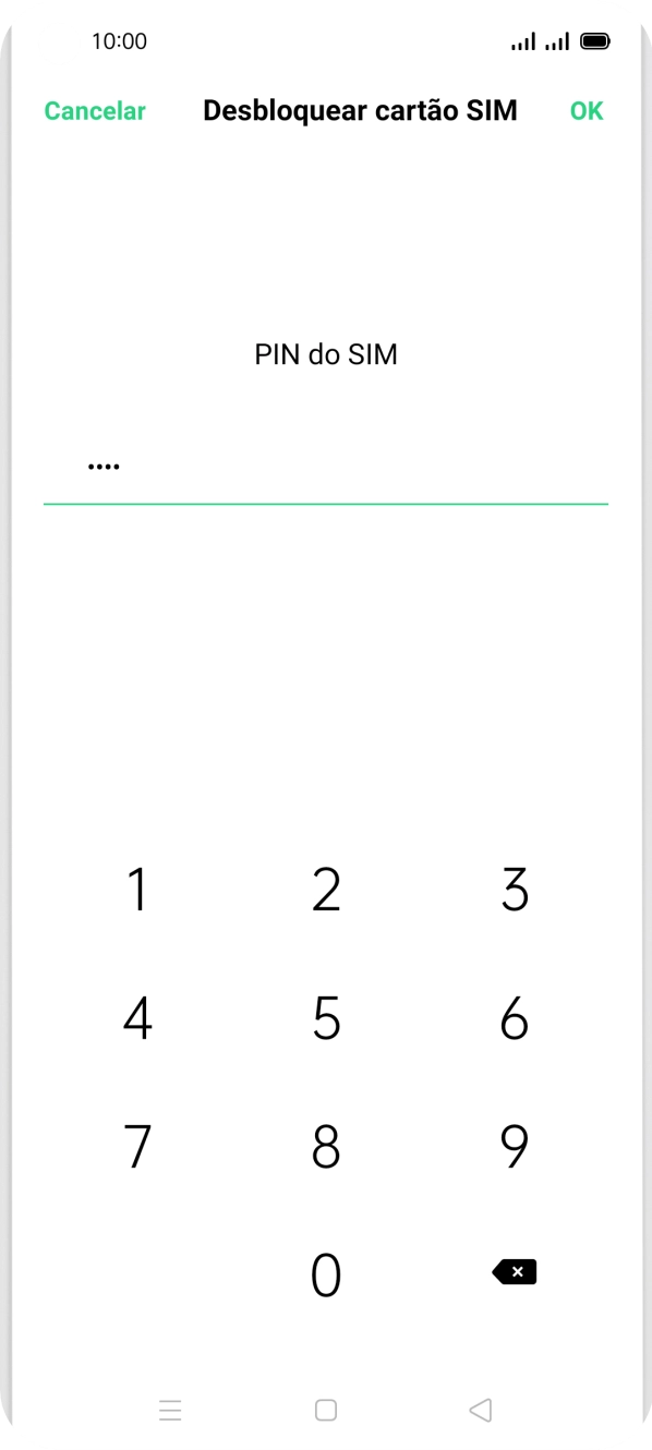 Introduza o seu código PIN e prima OK.