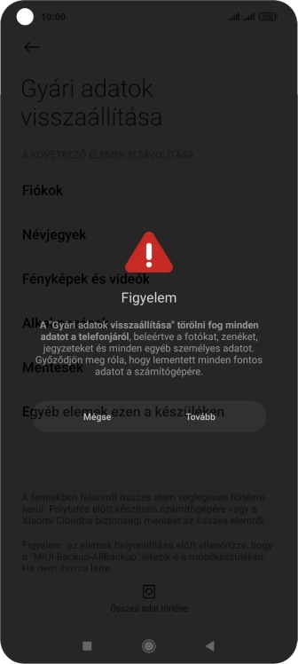 Válaszd a Tovább lehetőséget.