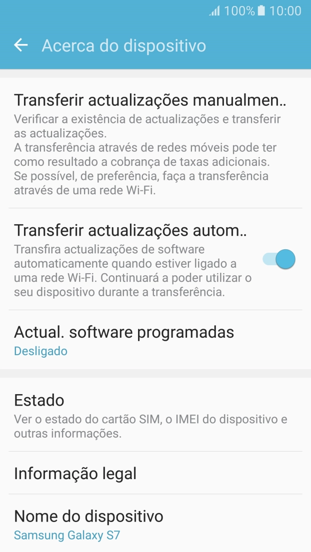 Prima Transferir actualizações manualmente. Se existir uma nova versão de software disponível, será agora indicado no ecrã. 
Siga as indicações no ecrã para atualizar o software do telefone.