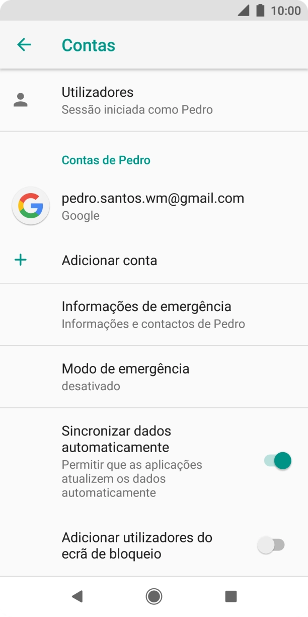 Prima Adicionar conta.