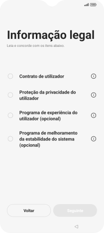 Prima o campo ao lado das definições pretendidas para as selecionar.