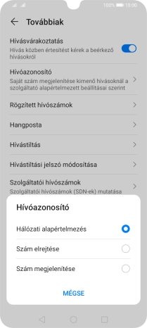 Válaszd a Szám elrejtése lehetőséget a hívószámküldés kikapcsolásához.