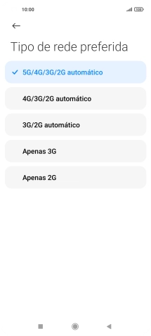 Prima o tipo de rede pretendido.