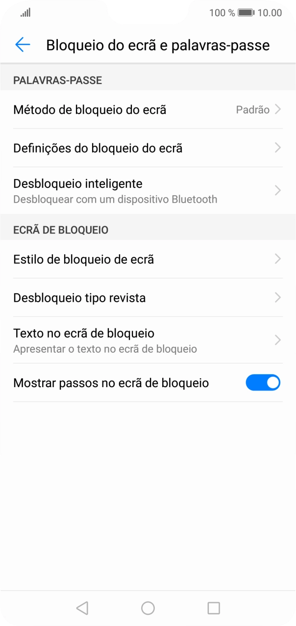 Prima Método de bloqueio do ecrã e introduza o código adicional de bloqueio do telefone que criou anteriormente.