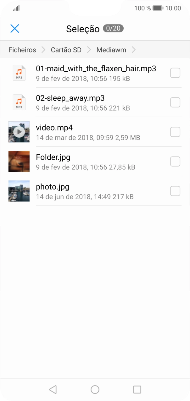Prima o ficheiro pretendido.
