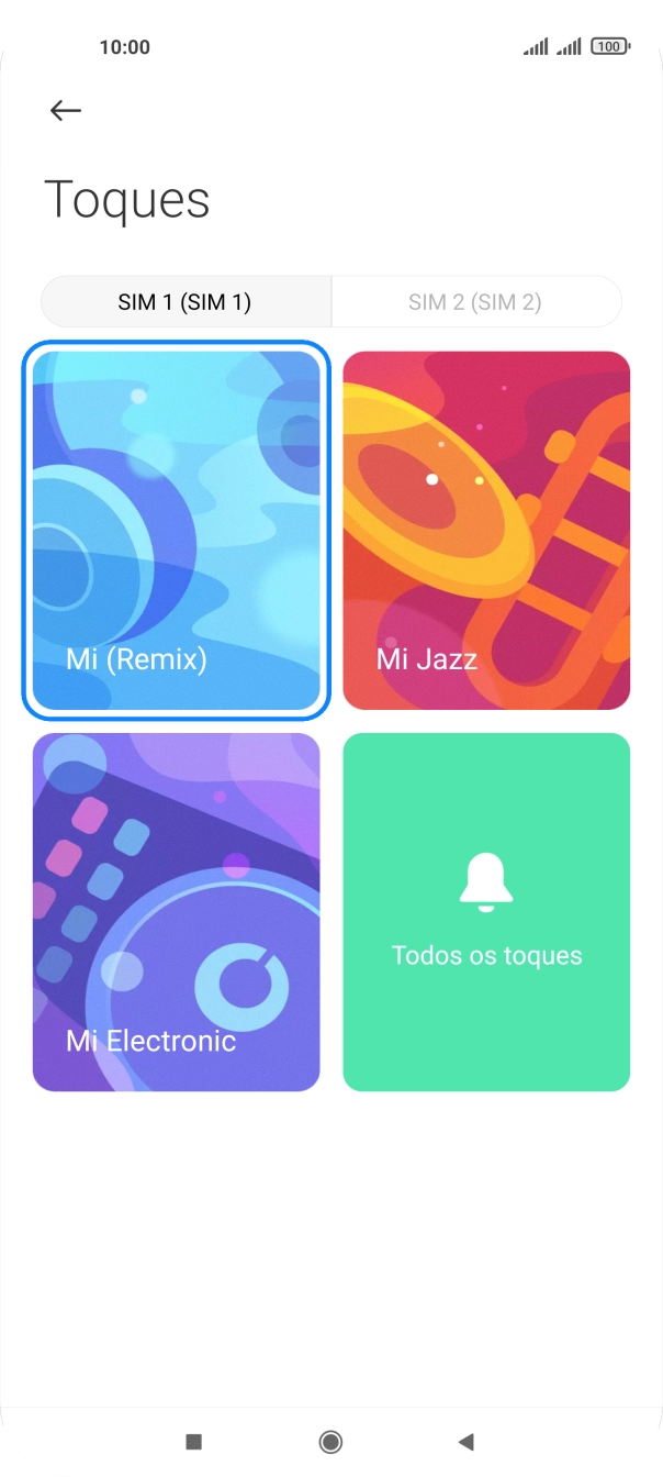 Prima o cartão SIM pretendido.