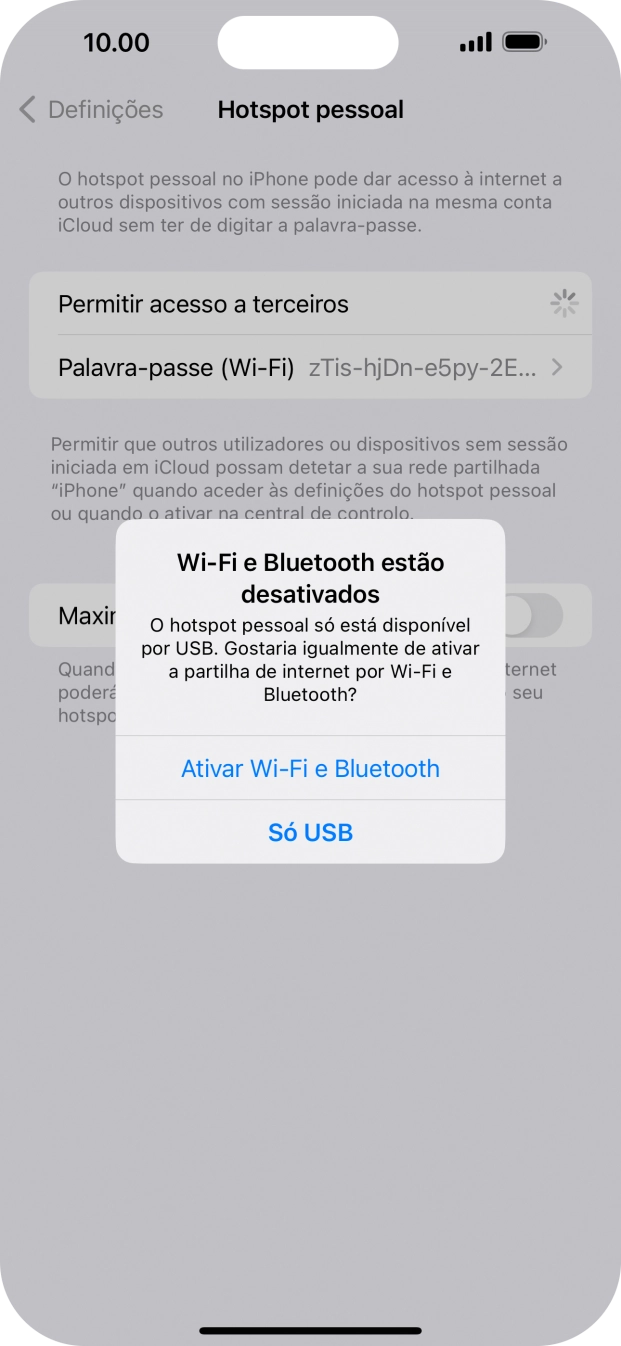 Se o Wi-Fi estiver desativado, prima Ativar Wi-Fi e Bluetooth.