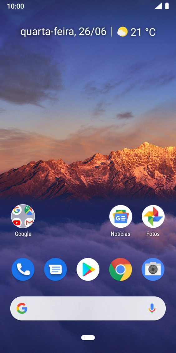 Deslize dois dedos sobre o ecrã de cima para baixo a partir do topo do ecrã.