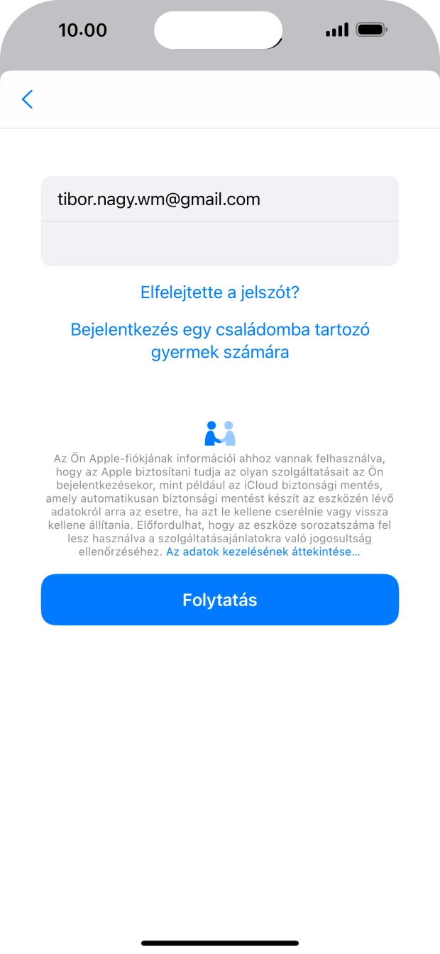 Válaszd a Folytatás lehetőséget.