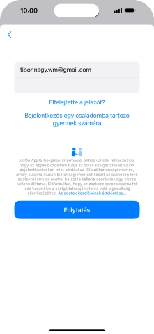 Válaszd a Folytatás lehetőséget.