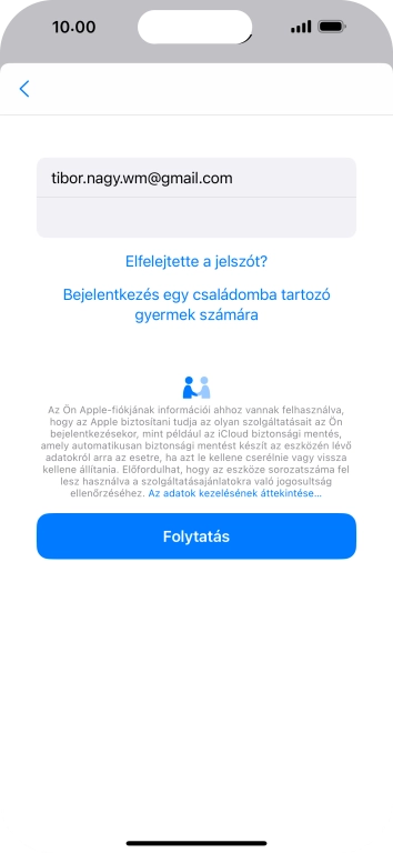 Válaszd a Folytatás lehetőséget.